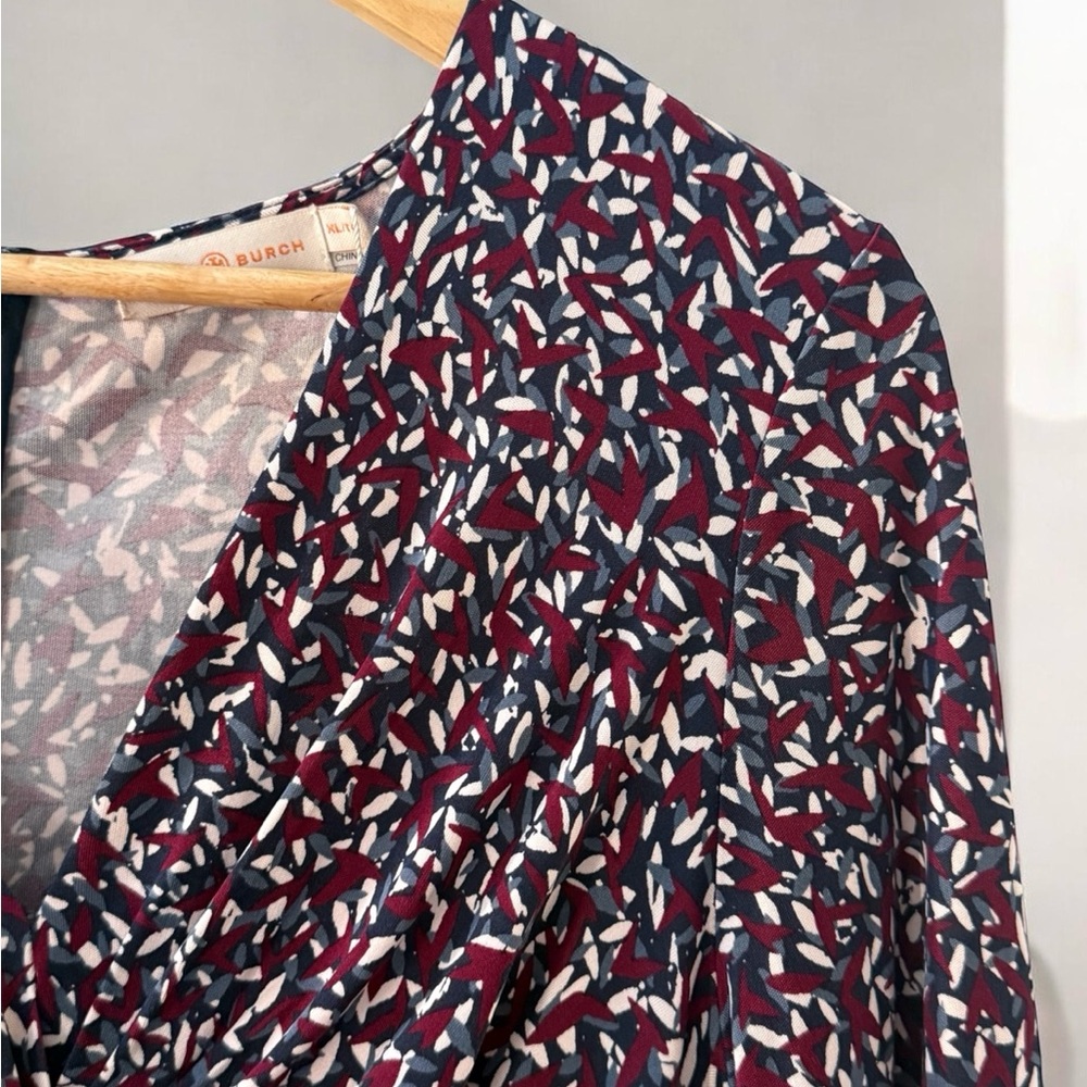 NWT Tory Burch Twist Front Stretch Midi Dress - Burgundy Multicolor! XL NEW! - Picture 5 of 10